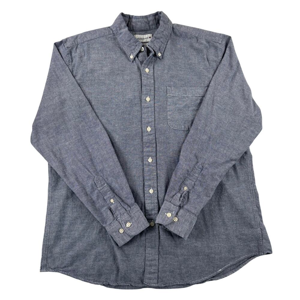 Saddlebred Men's Classic Fit Button Down Shirt - Blue - Large